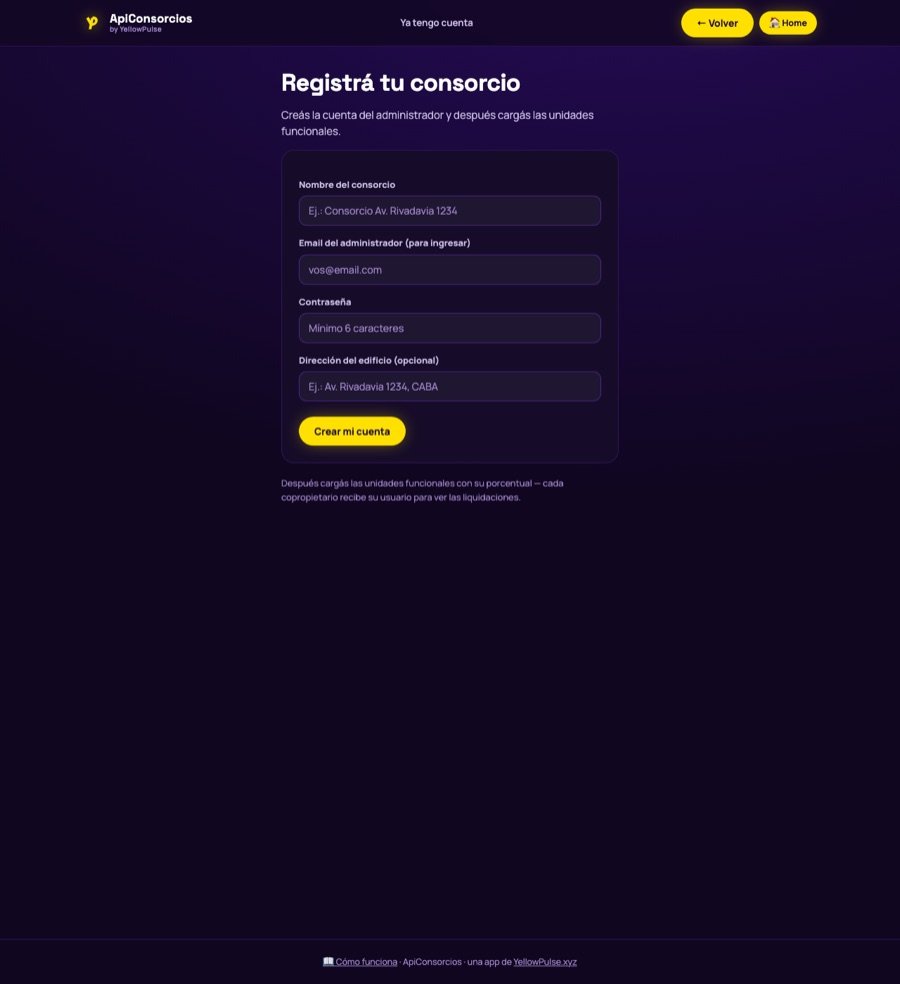 Creá la cuenta del consorcio — ApiConsorcios