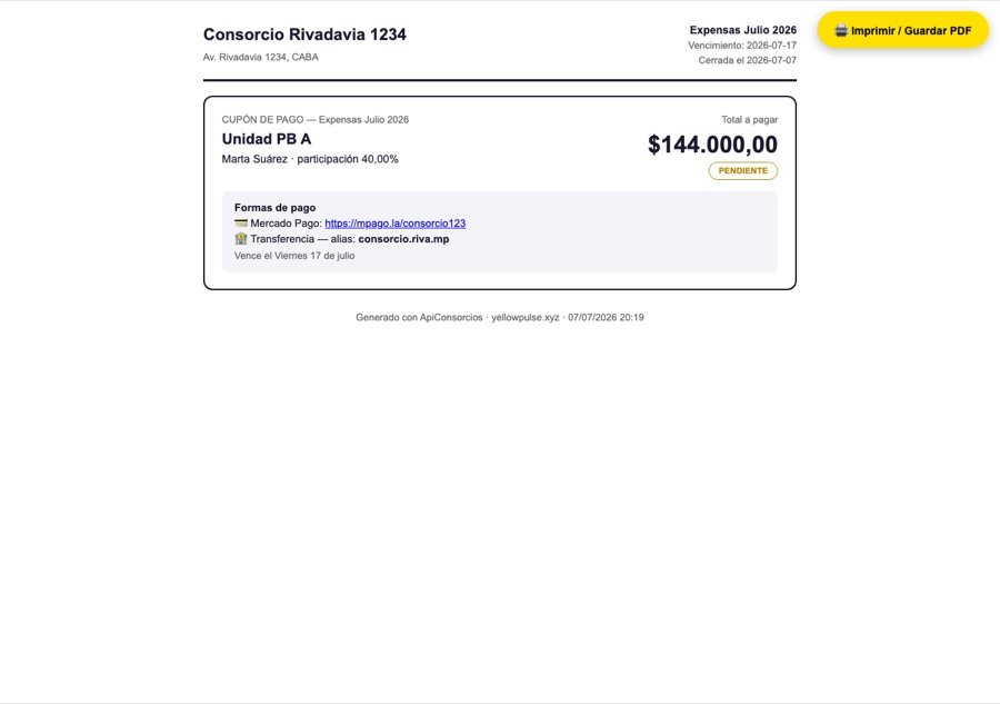 El cupón de pago — ApiConsorcios