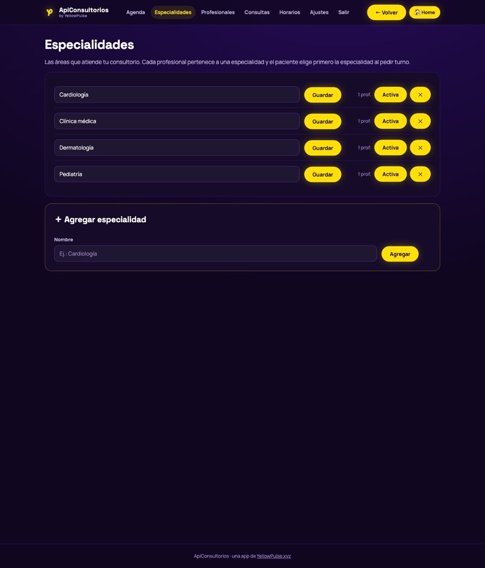 Cargá tus especialidades — ApiConsultorios