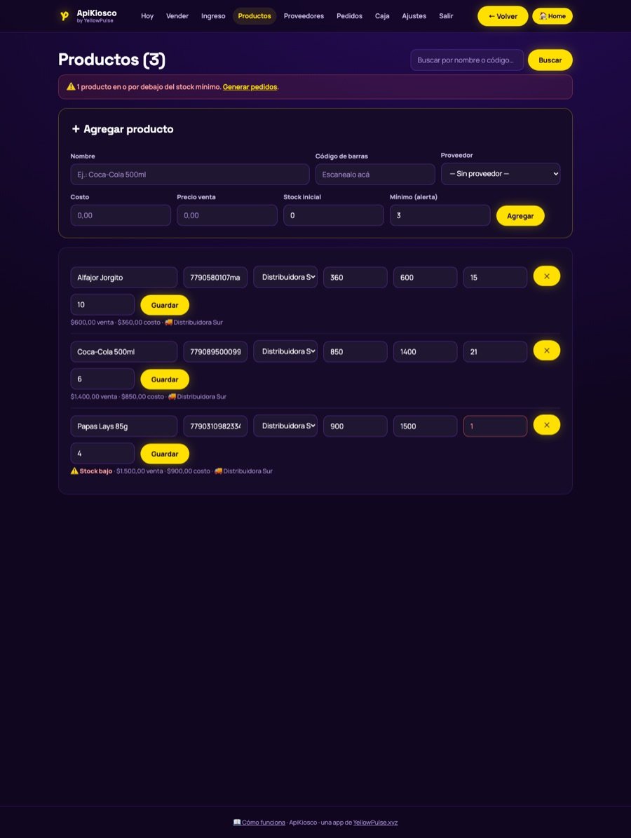 Tus productos, con código de barras — ApiKiosco