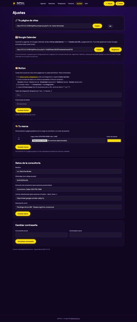 Conectá Google Calendar y Notion — ApiPsico