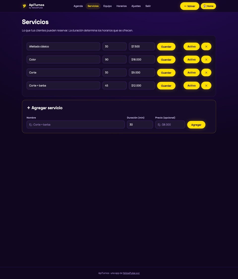 Cargá tus servicios — ApiTurnos