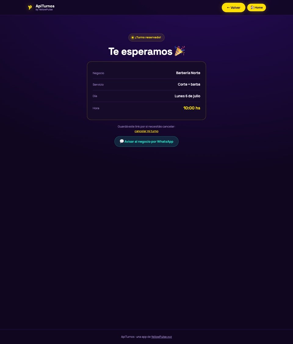¡Turno confirmado! — ApiTurnos